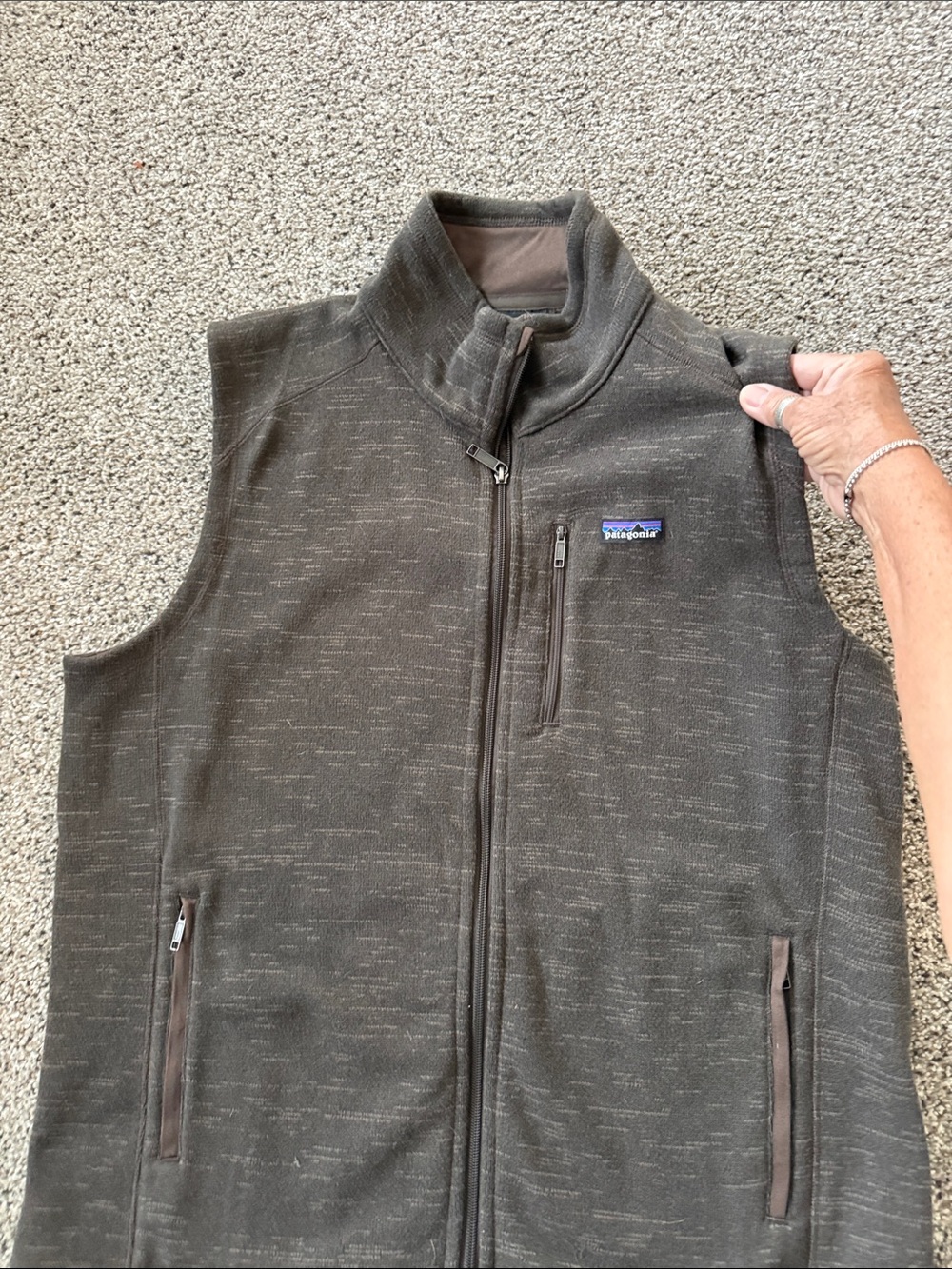 Patagonia Olive Brown Men's Fleece Vest with Chest Pocket